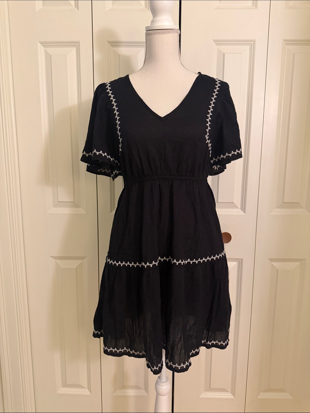 Black Flutter Sleeve Dress